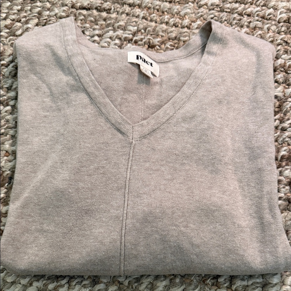 Pact V-Neck Pullover Sweater in tan